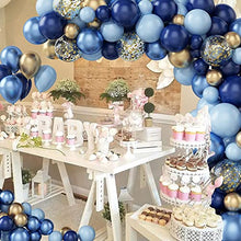 Load image into Gallery viewer, Paready Navy Blue Balloons Arch Kit Garland, Metallic Blue Macaron Blue Balloons Gold Confetti and Metallic Gold Balloons Arch for Birthday Party Decorations Wedding Bridal Shower Baby Shower