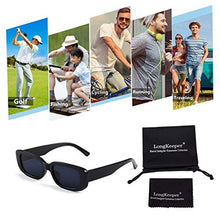 Load image into Gallery viewer, Long Keeper Vintage Rectangle Sunglasses for Women Trendy Square Sunglasses Fashion Retro Glasses with UV400 Protection for Ladies Teen Girls Men (Black)