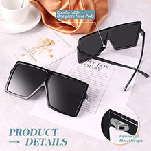 Load image into Gallery viewer, Oversized Sunglasses for Women,Big Square Polarised Ladies Shades,Black Flat Top Trendy Fashion Sun Glasses 2 Pack CG909
