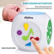 Load image into Gallery viewer, Playbees Baby Sound Machine & Star Projector Night Light, Cry Detecting Nursery Shape Projection Lamp with Soothing Nature Music, 10 Classic Lullabies, and Auxiliary Cord for Playing Music, White