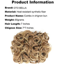 Load image into Gallery viewer, Messy Bun Combs in Scrunchie Chignon Hairpiece Curly Bun Extensions Scrunchie Updo Hair Pieces Synthetic Combs in Messy Bun Hair Piece for Women (Light Brown &Blonde Mixed/12T24#)