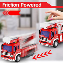 Load image into Gallery viewer, GizmoVine Kids Fire Engine Truck Toys with Lights and Sounds Extending Ladder 1:16 Friction Powered Cars Inertial Vehicles Educational Toy Gifts for 3+ Years Old Boys Girls Toddlers