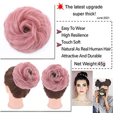 Load image into Gallery viewer, Messy Hair Bun Hair Scrunchies Extension Real Thicken Curly Wavy Messy Synthetic Chignon for Women Updo Hairpiece 48g With Elastic Rubber Band Dark Pink