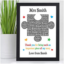 Load image into Gallery viewer, Personalised Teacher Gift - Puzzle Piece Thank You Gifts for School Teacher, TA, Nursery, Leaving Gift - Gifts for Teachers, Teaching Assistants, Nursery Teachers - ANY NAME - Teacher Appreciation