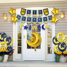 Load image into Gallery viewer, iZoeL Eid Decorations UK with Eid Mubarak Banner, Eid Mubarak Balloons, Eid Mubarak Cake Topper, Eid Mubarak Decorations for Home Set Restaurant Garden - Mubarak UK