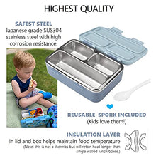 Load image into Gallery viewer, Stainless Steel Bento Box, Lunch Bag and Water Bottle Set for Toddlers. Snack Container for Small Kids, Baby Boys, Toddler Daycare or Pre-School Lunches. Blue Mini Monster
