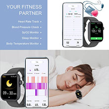 Load image into Gallery viewer, Fitonme Smart Watch for Men Woman 1.69'' Bluetooth Smartwatch Make or Receive Calls Fitness Tracker Watch IP67 Waterproof Steps Calorie Sleep SMS for Android iPhone Black