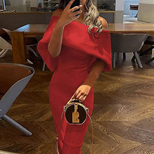 Load image into Gallery viewer, AMhomely Womens Sexy Elegant Bodycon Dress Off Shoulder Sleeveless Solid Color Prom Mini Dress Cocktail Party Midi Wrap Dress UK Size Party Elegant Dresses Clearance Work Dress Office Dressing