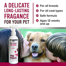 Load image into Gallery viewer, Pro Pooch Dog Perfume Spray - Dog Deodorant Spray & Cologne w/Fresh Baby Powder Scent - Hypoallergenic & Vegan Pet Smell Corrector - 250ml