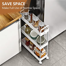 Load image into Gallery viewer, SOLEJAZZ 3-Tier Storage Trolley Cart Slide-out Slim Rolling Utility Cart Mobile Storage Shelving Organizer for Kitchen, Bathroom, Laundry Room, Bedroom, Narrow Places, Plastic,White