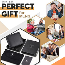 Load image into Gallery viewer, TEEHON® Wallets Mens Slim Genuine Leather RFID Blocking Wallet Mens with 11 Card Holder, 2 banknote compartments, Coin Pocket, ID Window, Minimalist Wallets for Men with Gift Box - Black and Orange