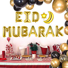 Load image into Gallery viewer, caicainiu Ramadan Mubarak Eid Mubarak Party Decoration Balloon Arch Kit Includes Gold Black Gold Confetti Latex Balloons and Eid Mubarak Foil Balloons Perfect for Eid Party Decoration Supplies(2)
