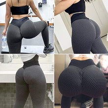 Load image into Gallery viewer, RAINBEAN Women Leggings, Honeycomb Yoga Pants High Waist Anti Cellulite Waffle Leggings,Gym Ruched Butt Lift TikTok Trend Leggings,Compression Squat Proof Scrunch Fitness Trousers - Darkgrey,Size M