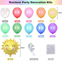 Load image into Gallery viewer, Thinbal Balloon Arch Garland Kit, Rainbow Party Decorations 100 PCS 12Inch Latex Rainbow Balloons in Blue Pink Yellow Red White with Foil Helium Balloon for Birthday Wedding Party Supplies