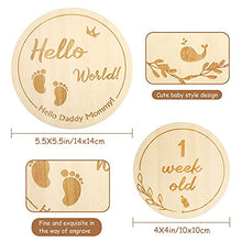 Load image into Gallery viewer, Baby Monthly Wooden Cards, 26 design 13 Pieces Newborn Milestone Baby Gift Sets Monthly Milestone Cards Baby First Year Growth Photo Picture Commemoration Props, Double Sided