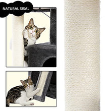 Load image into Gallery viewer, Amazon Brand – Eono Cat Tree 86cm Sisal Scratching Post Kitten Furniture Plush Condo Playhouse with Dangling Toys Cats Activity Centre Grey