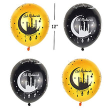 Load image into Gallery viewer, QICI 12 Inch Eid Mubarak Latex Balloons+Eid Mubarak Foil Balloons +Eid Mubarak Banner Decoration, Ramadan Mubarak Party Supplies for Eid Al Fitr & Eid Al Adha Festival Decoration Supplies