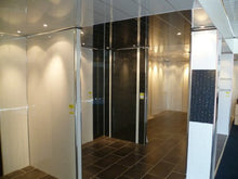 Load image into Gallery viewer, Bathroom Cladding 5mm WALL PANEL & CEILING PANEL WHITE WITH 2 SILVER STRIP ATTACHED Tongue and Grooved Ideal for your bath/shower walls going over tiles and on your ceiling 100% waterproof