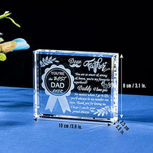 Load image into Gallery viewer, Movdyka Crystal Plaque Best Dad with Sayings of Love, Engraved Glass Block Birthday Gifts for Daddy, Best Dad Ever Ornament for Daddy from Daughter, Son