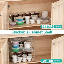 Load image into Gallery viewer, HapiRm Kitchen Cupboard Organiser Shelf Organiser Kitchen Storage, Stackable Plate Organiser for Kitchen Cupboard, Kitchen Storage Rack for Countertops, Pantry, Food and Utensils, Steel 2 Pack