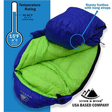 Load image into Gallery viewer, Hyke & Byke Eolus -10 Degree C 800 Fill Power Hydrophobic Goose Down Sleeping Bag with ClusterLoft Base - Ultra Lightweight 3 Season Mens and Womens Mummy Bag Designed for Backpacking