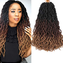 Load image into Gallery viewer, 6 Pack Faux Locs Crochet Hair 18 Inch Crochet Hair Extensions Braids 3 Tone Ombre Curly Wavy Goddess Fauxs Locs Crochet Hair Extensions for Crochet Braids(6pcs, T1B/30/27)