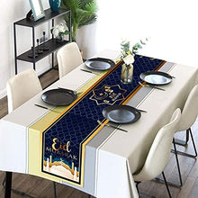 Load image into Gallery viewer, QICIG Eid Mubarak Table Runner Golden Star Moon Lantern Ramadan Decorations for Table Ramadan Decoration 13x70 inches