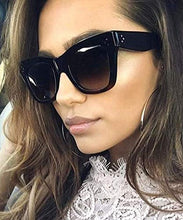 Load image into Gallery viewer, Black Celeb Cat Eye Women Ladies Sunglasses Oversized Retro Vintage Cat Eye Reflective IBIZA UK
