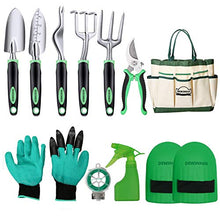Load image into Gallery viewer, DEWINNER Garden Tool Set, Hand Tool Gift Kit, Outdoor Gardening transplanting for Gardener, with heavy duty hold bag for storage