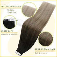 Load image into Gallery viewer, Easyouth Ombre Tape in Hair Extensions Balayage Hair Jet Black to Brown and Blonde Tape in Extensions 14 Inch 40g 20Pcs Tape Human Hair