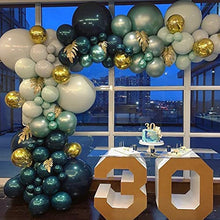 Load image into Gallery viewer, Balloon Arch Kit Teal Blue Balloon Garland Gray Green Latex Metallic Balloon Arches 95pcs Jungle Safari Birthday Party Decorations with Gold Leaves for Wild One Baby Shower Wedding