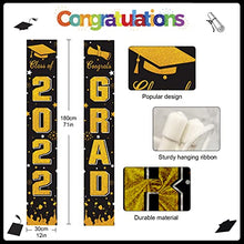 Load image into Gallery viewer, Graduation Decorations 2022, Black and Gold 2022 Graduation Balloons with Congratulations Banner, Hanging Swirl and Congrats Balloons for Graduation Party Decorations