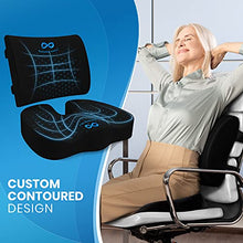 Load image into Gallery viewer, Everlasting Comfort Office Chair Seat Cushion and Lumbar Support Pillow Combo, Gel Infused (Black)