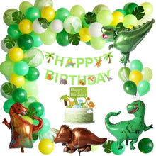 Load image into Gallery viewer, Dinosaur Birthday Party Decorations, 111Pcs Green Balloons Arch Garland Kit with Happy Birthday Banner, Dinosaurs Balloons and Cap Topper for Boys Girls Birthday Decor Jungle Safari Party Supplies