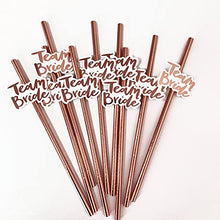 Load image into Gallery viewer, Bachelorette Straws,Hen Party Cocktail Straws,Team Bride Drinking Straws,20Pcs Rose Gold Paper Straw,Bridal Shower Paper Straws,Disposable Straws,100% Biodegradable,Plastic-Free,Eco-Friendly,Durable