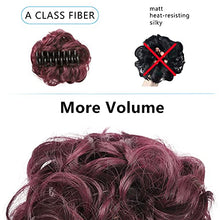 Load image into Gallery viewer, MEIRIYFA Hair Bun Scrunchy Scrunchie Hair Extensions Curly Wavy Updo Hair Messy Hair Bun Extensions Donut Hair Chignons Hair Piece (Wine Red)