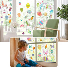Load image into Gallery viewer, Hianjoo 130 PCS Easter Window Cling, 9 Sheets Easter Bunny Window Stickers PVC Static Stickers with Rabbit, Eggs, Carrot, Egg Basket, Flower Wreath, Flower, Butterfly for Easter Decoration