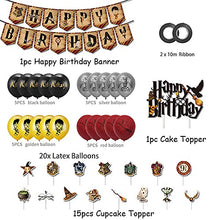 Load image into Gallery viewer, LUOWAN Harry Potter Birthday Decorations, Harry Potter Party Supplies - Happy Birthday Banner, Harry Potter Balloons Cake & Cupcake Toppers, Harry Potter Theme Party Favors Brown