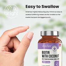 Load image into Gallery viewer, Biotin Hair Growth Supplement 12,000mcg - 365 High Strength Biotin Tablets for Hair - 1 Year Supply - Vegan Friendly Biotin Coconut Oil Supplement - for Normal Skin & Hair Growth in Men & Women