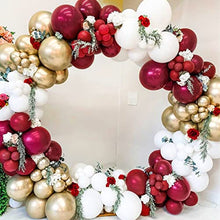 Load image into Gallery viewer, Balloon Garland Kit Burgundy Gold Party Decorations Balloons Arch Kit White Metallic Gold and Burgundy Double-Stuffed Latex Balloons for Girls Women Birthday Party Wedding Decorations Anniversary