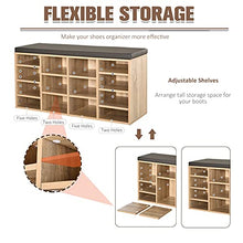 Load image into Gallery viewer, HOMCOM Multi-Storage Shoe Rack w/ 14 Compartments Cushion Moving Shelves Solid Frame Foot Pads Home Office Tidy Organisation Boots Trainers Brown