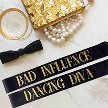 Load image into Gallery viewer, Hen Party Sashes,12Pcs Bridesmaid Sashes Set for Hen Night Party ,11 Pcs Black with 1 Pcs White Sashs Gold Text Hen Party Decoration