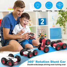 Load image into Gallery viewer, Remote Control Cars - GizmoVine Flip Stunt Rally Car - 2.4GHz 2 in 1 Reversible Design 360° Spins RC Car - RC Stunt Vehicle for Kids Age 6-12, Cool Stunts, Tricks, LED Headlight, AAA Battery Powered