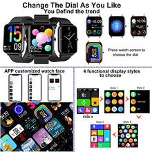 Load image into Gallery viewer, Smart Watch 2022(Answer Make Call) 1.70'' HD Curved Full Touch Screen Fitness Watch Heart Rate Blood Pressure Sleep Tracker Voice Control Sports Smart Watches for Women Men Android iOS Phone (Black)