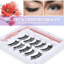 Load image into Gallery viewer, Magnetic Eyeliner and Magnetic Eyelash Kit (5 Pairs), Upgraded 3D Reusable Magnetic Eyelashes Kit False Lashes Natural Look with Applicator, No Glue Needed