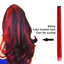Load image into Gallery viewer, 15Pcs Color Straight Hair Extensions Clip in 20 Inch Red Synthetic Clip in Hair Extensions Party Highlights Synthetic Clip in Long Hairpiece for Women Girls Kids Gift Red