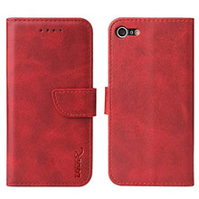 Load image into Gallery viewer, LOLFZ Wallet Case for iPhone 7 iPhone 8 iPhone SE 2020 SE 2022, Vintage Leather Book Case with Card Holder Kickstand Magnetic Closure Flip Case Cover for iPhone 7/8/SE 2020/SE 2022 - Red