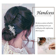 Load image into Gallery viewer, Handcess Crystal Brial Hair Pin Silver Flower Pearl Headpiece Rhinestone Bride Wedding Hair Accessories for Women and Girls(Pack of 2)