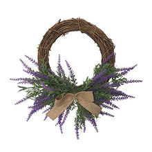 Load image into Gallery viewer, Warooma Artificial Spring Lavender Wreath with Bow,32.5cm Purple Flower Garland Farmhouse Arrangements Front Door Hanging Wall Home Wedding Decoration