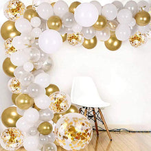 Load image into Gallery viewer, Balloon Arch Garland Kit, 102pcs White Gold Silver Birthday Party Decoration, 12pcs Confetti Balloon 90pcs Latex Balloon, Decoration Balloons for Birthday Wedding Christmas Baby Showers New Year